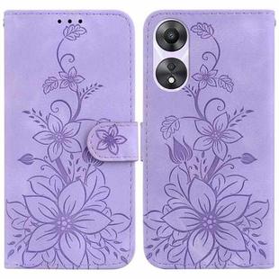 For OPPO A78 4G Lily Embossed Leather Phone Case(Purple)