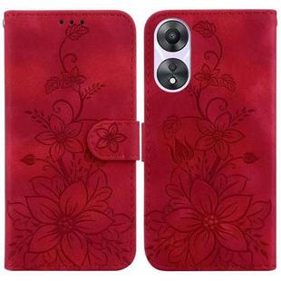 For OPPO A78 4G Lily Embossed Leather Phone Case(Red)