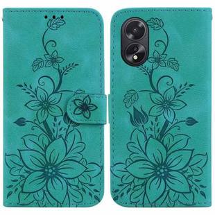 For OPPO A38 4G / A18 Lily Embossed Leather Phone Case(Green)