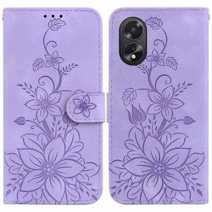 For OPPO A38 4G / A18 Lily Embossed Leather Phone Case(Purple)