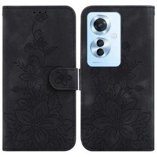 For OPPO Reno11 F Global Lily Embossed Leather Phone Case(Black)