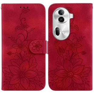 For OPPO Reno11 Pro 5G Global Lily Embossed Leather Phone Case(Red)