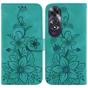 For OPPO A60 4G Lily Embossed Leather Phone Case(Green)