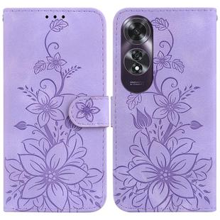 For OPPO A60 4G Lily Embossed Leather Phone Case(Purple)