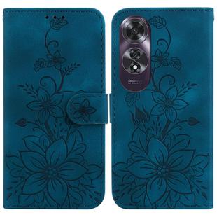 For OPPO A60 4G Lily Embossed Leather Phone Case(Dark Blue)