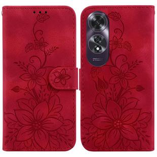 For OPPO A60 4G Lily Embossed Leather Phone Case(Red)