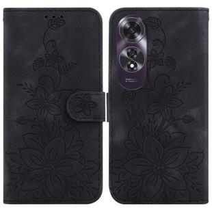 For OPPO A60 4G Lily Embossed Leather Phone Case(Black)