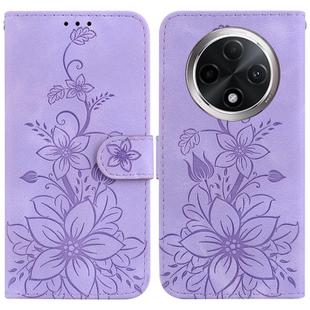For OPPO A3 Pro 5G Lily Embossed Leather Phone Case(Purple)