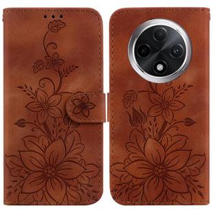 For OPPO A3 Pro 5G Lily Embossed Leather Phone Case(Brown)