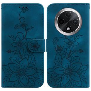 For OPPO A3 Pro 5G Lily Embossed Leather Phone Case(Dark Blue)