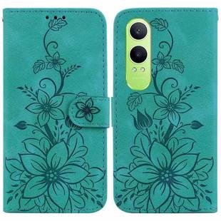 For OPPO K12x Lily Embossed Leather Phone Case(Green)