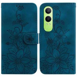 For OPPO K12x Lily Embossed Leather Phone Case(Dark Blue)