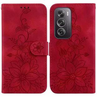 For OPPO Reno12 Pro 5G Global Lily Embossed Leather Phone Case(Red)