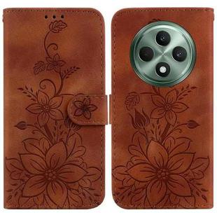 For OPPO Reno12 F 5G Lily Embossed Leather Phone Case(Brown)