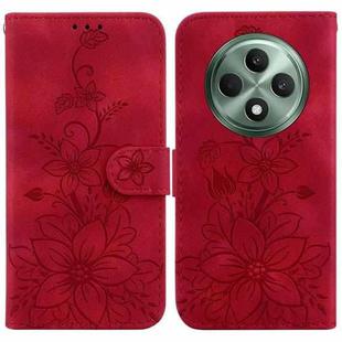 For OPPO Reno12 F 5G Lily Embossed Leather Phone Case(Red)