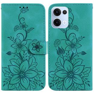 For OPPO Reno13 Global Lily Embossed Leather Phone Case(Green)