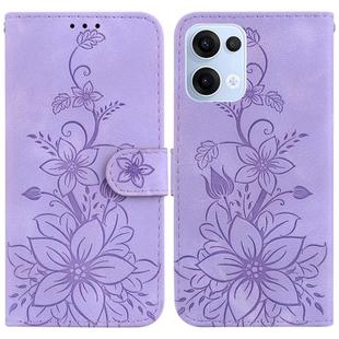 For OPPO Reno13 Global Lily Embossed Leather Phone Case(Purple)