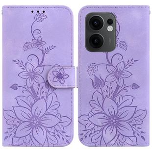 For OPPO Reno13 F 4G / 5G Lily Embossed Leather Phone Case(Purple)