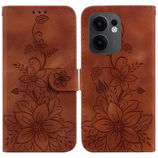 For OPPO Reno13 F 4G / 5G Lily Embossed Leather Phone Case(Brown)