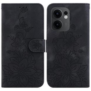 For OPPO Reno13 F 4G / 5G Lily Embossed Leather Phone Case(Black)