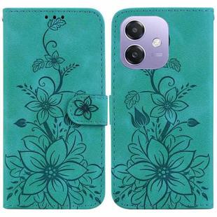 For OPPO A5x 5G / A3 4G / 5G / A3x 4G / 5G Lily Embossed Leather Phone Case(Green)