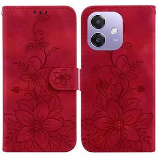 For OPPO A5x 5G / A3 4G / 5G / A3x 4G / 5G Lily Embossed Leather Phone Case(Red)
