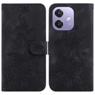 For OPPO A5x 5G / A3 4G / 5G / A3x 4G / 5G Lily Embossed Leather Phone Case(Black)