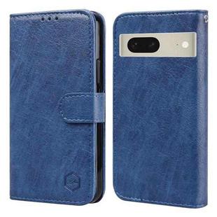 For Google Pixel 7 Skin Feeling Oil Leather Texture PU + TPU Phone Case(Dark Blue)