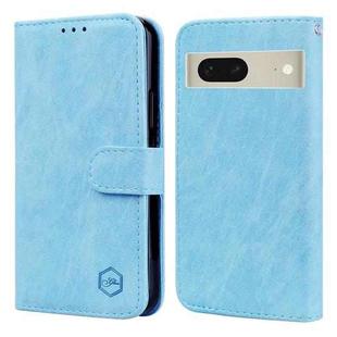 For Google Pixel 7 Skin Feeling Oil Leather Texture PU + TPU Phone Case(Light Blue)