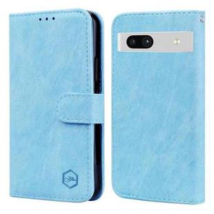 For Google Pixel 7A Skin Feeling Oil Leather Texture PU + TPU Phone Case(Light Blue)