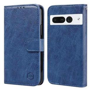 For Google Pixel 7 Pro Skin Feeling Oil Leather Texture PU + TPU Phone Case(Dark Blue)