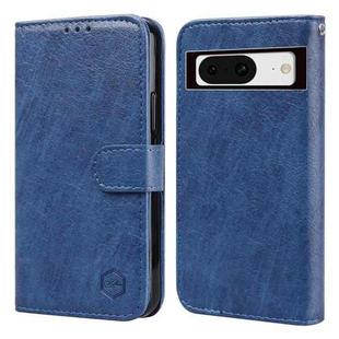 For Google Pixel 8 Skin Feeling Oil Leather Texture PU + TPU Phone Case(Dark Blue)