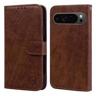 For Google Pixel 9 Skin Feeling Oil Leather Texture PU + TPU Phone Case(Brown)