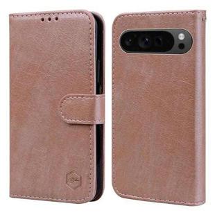 For Google Pixel 9 Pro XL Skin Feeling Oil Leather Texture PU + TPU Phone Case(Champagne)