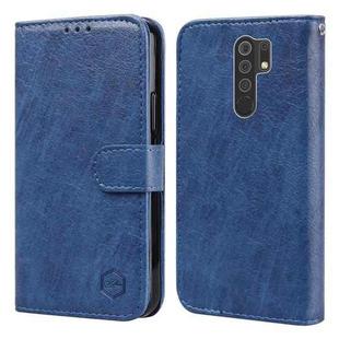 For Xiaomi Redmi 9 Skin Feeling Oil Leather Texture PU + TPU Phone Case(Dark Blue)
