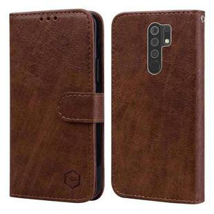 For Xiaomi Redmi 9 Skin Feeling Oil Leather Texture PU + TPU Phone Case(Brown)