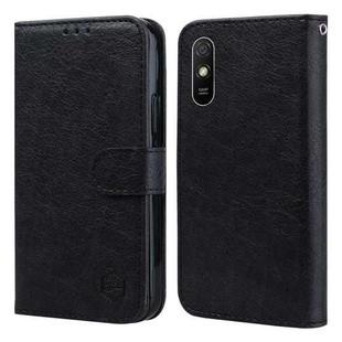 For Xiaomi Redmi 9A Skin Feeling Oil Leather Texture PU + TPU Phone Case(Black)