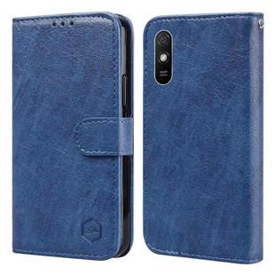 For Xiaomi Redmi 9A Skin Feeling Oil Leather Texture PU + TPU Phone Case(Dark Blue)