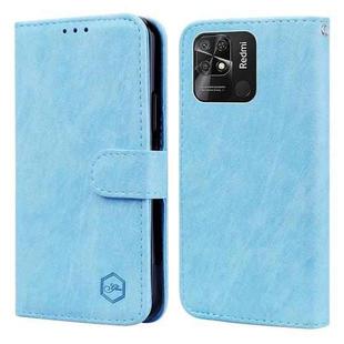 For Xiaomi Redmi 10C Global Skin Feeling Oil Leather Texture PU + TPU Phone Case(Light Blue)