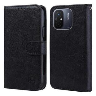 For Xiaomi Redmi 11A / 12C Skin Feeling Oil Leather Texture PU + TPU Phone Case(Black)