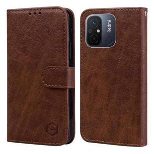 For Xiaomi Redmi 11A / 12C Skin Feeling Oil Leather Texture PU + TPU Phone Case(Brown)