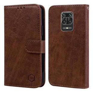 For Xiaomi Redmi Note 9 Pro Skin Feeling Oil Leather Texture PU + TPU Phone Case(Brown)