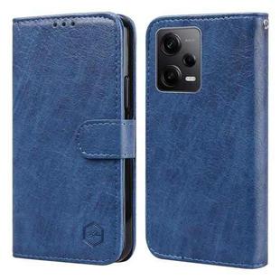 For Xiaomi Redmi Note 12 Pro Global Skin Feeling Oil Leather Texture PU + TPU Phone Case(Dark Blue)