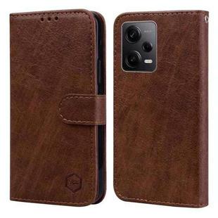 For Xiaomi Redmi Note 12 Pro Global Skin Feeling Oil Leather Texture PU + TPU Phone Case(Brown)