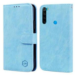 For Xiaomi Redmi Note 8 Skin Feeling Oil Leather Texture PU + TPU Phone Case(Light Blue)