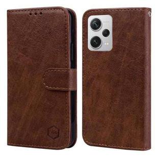 For Xiaomi Redmi Note 12 Pro+ 5G Skin Feeling Oil Leather Texture PU + TPU Phone Case(Brown)