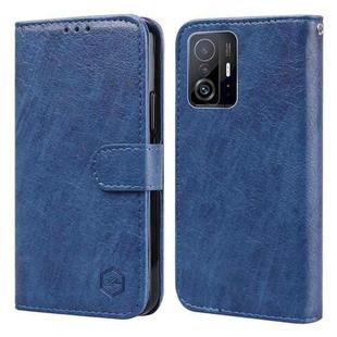 For Xiaomi 11T Pro Skin Feeling Oil Leather Texture PU + TPU Phone Case(Dark Blue)