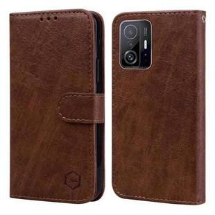 For Xiaomi 11T Pro Skin Feeling Oil Leather Texture PU + TPU Phone Case(Brown)