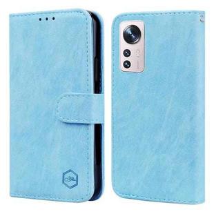For Xiaomi 12 Skin Feeling Oil Leather Texture PU + TPU Phone Case(Light Blue)