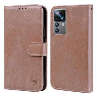 For Xiaomi 12T Pro Skin Feeling Oil Leather Texture PU + TPU Phone Case(Champagne)